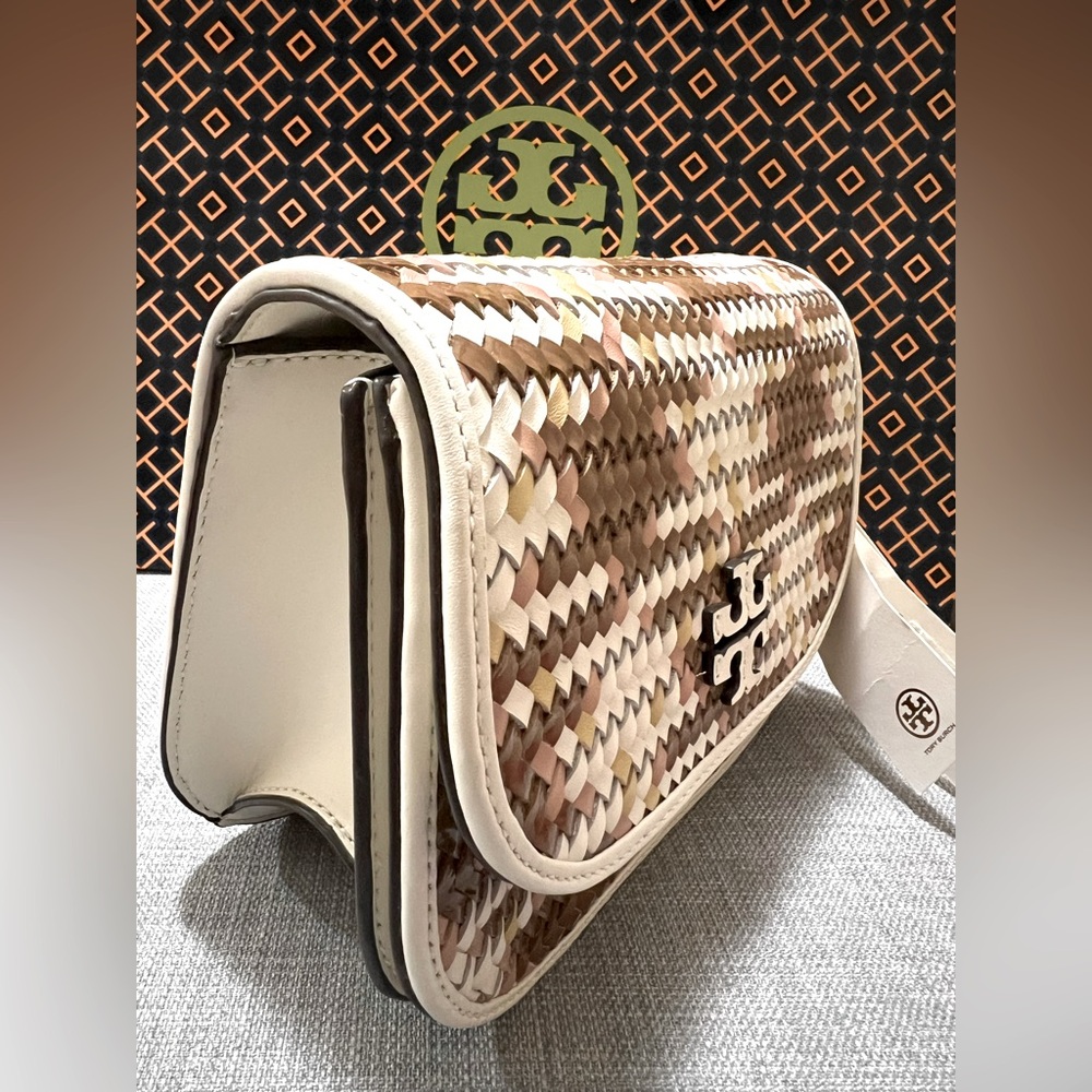 NWT Tory Burch Britten Woven Saddle Bag - Picture 5 of 15